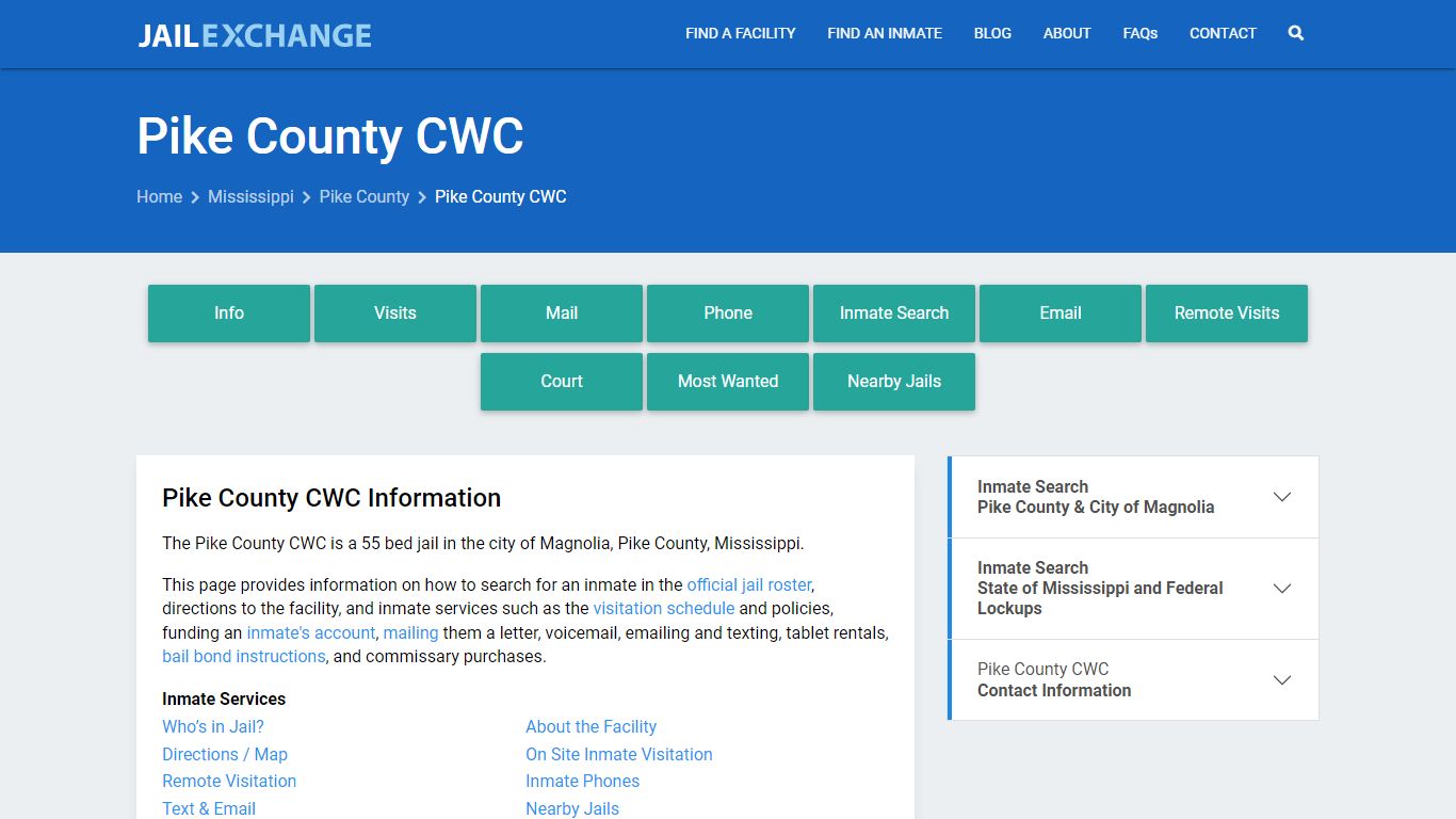 Pike County CWC, MS Inmate Search, Information - Jail Exchange